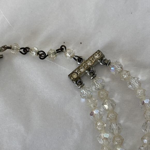 Vintage Lot of 3 Necklaces AB Crystal Faux Pearl Gold Tone Napier Monet Layered - Picture 10 of 16